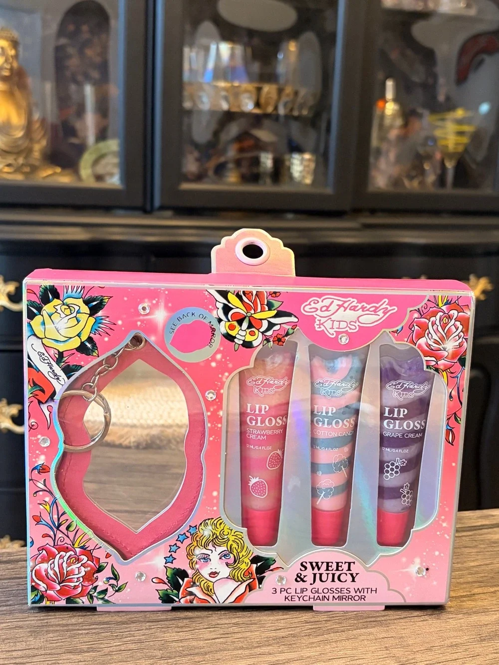 Ed Hardy Sweet & Juicy Lip Gloss Trio with Keychain Mirror